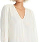 Rachel Roy Women's Lulu V-Neck Shirred-Cuff Top White Size X-Large