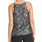 Rachel Roy Women's Printed MeshTrim Top Black Size Medium