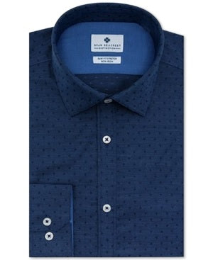 Ryan Seacrest Distinction Men's Ultimate Slim Fit   Performance Stretch Dobby Dress Shirt Blue Size 16X32-33