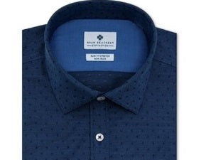 Ryan Seacrest Distinction Men's Ultimate Slim Fit   Performance Stretch Dobby Dress Shirt Blue Size 16X32-33