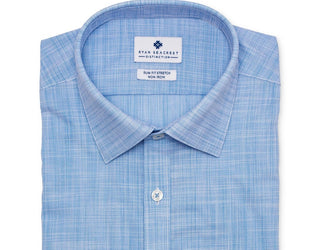 Ryan Seacrest Distinction Men's Ultimate Slim-Fit Non-Iron Performance Stretch Dress Shirt Blue Size 14.5X32-33
