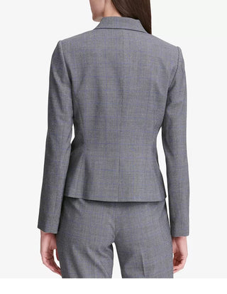 Calvin Klein Women's Glen Plaid Two-Button Jacket Silver Size 8