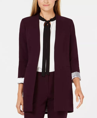 Calvin Klein Women's Roll Sleeve Open Front Blazer Purple Size 12