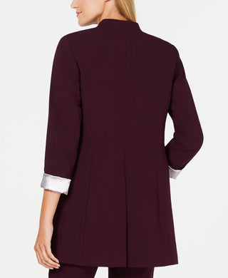 Calvin Klein Women's Roll Sleeve Open Front Blazer Purple Size 12