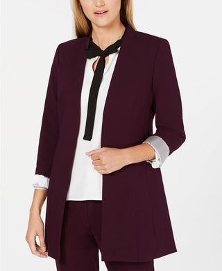 Calvin Klein Women's Roll Sleeve Open Front Blazer Purple Size 12