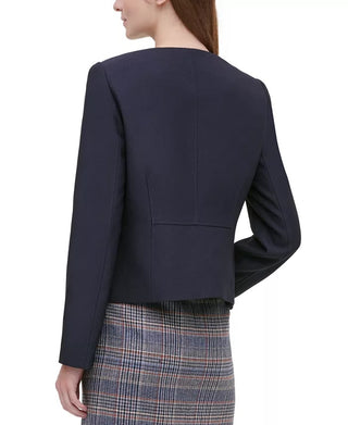 Calvin Klein Women's Twill Zipper-Front Jacket Navy Size 16