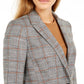 Calvin Klein Women's One-Button Plaid Blazer Brown Size 16