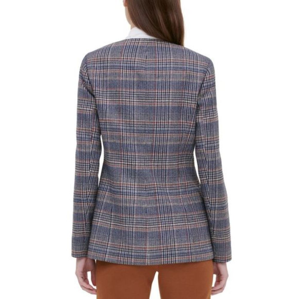 Calvin Klein Women's Plaid Tweed Blazer Brown Size 10