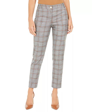 Calvin Klein Women's Plaid Cropped Pants Brown Size 14