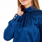 Calvin Klein Women's Printed Mock Neck Top Medium Blue Size Small