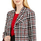 Calvin Klein Women's Tweed Plaid Topper Jacket Red Size 14