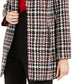 Calvin Klein Women's Tweed Plaid Topper Jacket Red Size 14