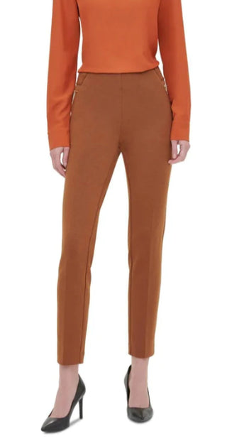 Calvin Klein Women's Pleated-Waist Slim-Fit Dress Pants Brown Size 6