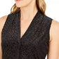 Calvin Klein Women's Textured Animal-Print Top Silver Size Large