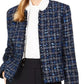Calvin Klein Women's Tweed Frayed-Edge Jacket Blue Size 8