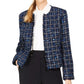 Calvin Klein Women's Tweed Frayed Edge Jacket Blue Size 6