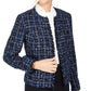 Calvin Klein Women's Tweed Frayed Edge Jacket Blue Size 6