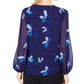 Calvin Klein Women's Floral Printed Pintuck-Pleated Blouse Blue Size Extra Small