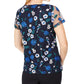 Calvin Klein Women's Floral Embroidered Mesh Top Blue Size Medium
