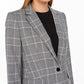 Calvin Klein Women's Plaid One-Button Blazer Silver Size 10