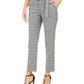 Calvin Klein Women's Windowpane-Print Belted Pants Gray Size 14