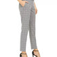 Calvin Klein Women's Windowpane-Print Belted Pants Gray Size 2