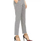 Calvin Klein Women's Windowpane Print Belted Pants Gray Size 8