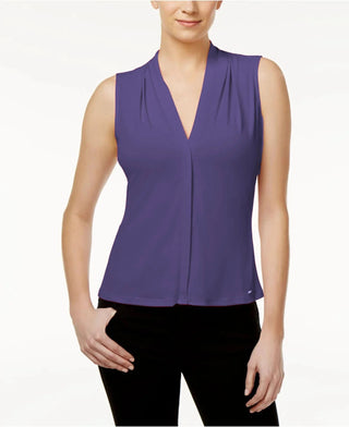 Calvin Klein Women's V-Neck Sleeveless Top Purple Size Medium