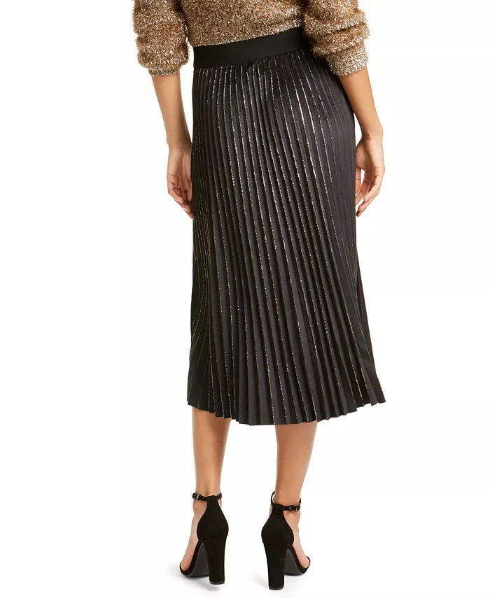 Lucy Paris Women's Pleated Velvet Skirt Gold Size Small