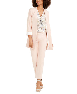 Calvin Klein Women's Long Collarless Blazer Pink Size 10 Petite