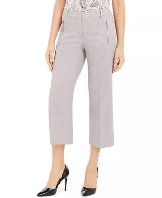 Calvin Klein Women's Zipper Pocket Cropped Twill Pants Grey Size 12 Petite