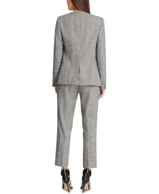 DKNY Women's Plaid Collarless Blazer Gray Size 6