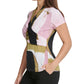 DKNY Women's Printed Surplice-Neck Top Bright Pink Size Small