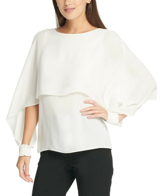 DKNY Women's Cape-Style Top White Size Medium