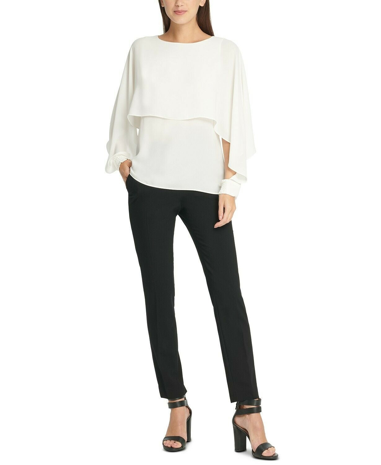 DKNY Women's Cape-Style Top White Size Medium
