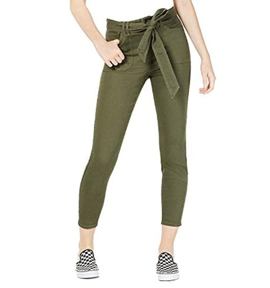 Vanilla Star Women's Belted Cropped Jeans Green Size 13