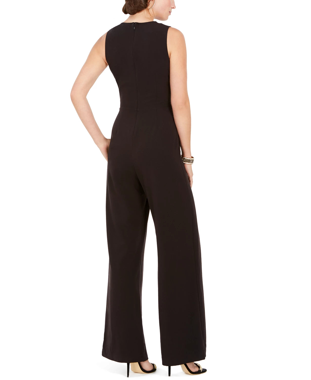 Vince Camuto Women's D Ring Belted Wrap Jumpsuit Black Size 14