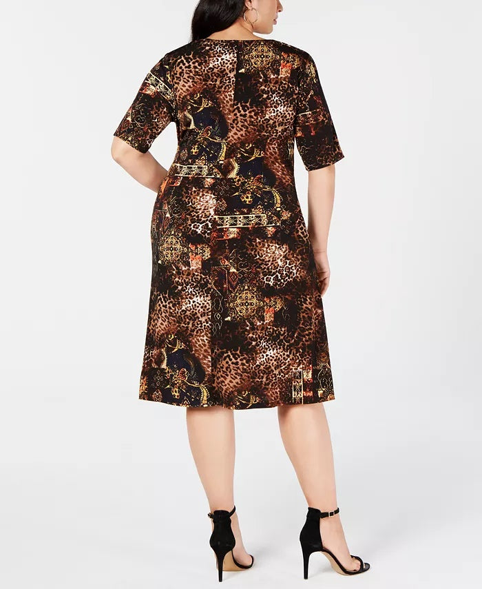 Connected Women's Trendy Plus Size Surplice Sheath Dress Rustcopper Size 18W