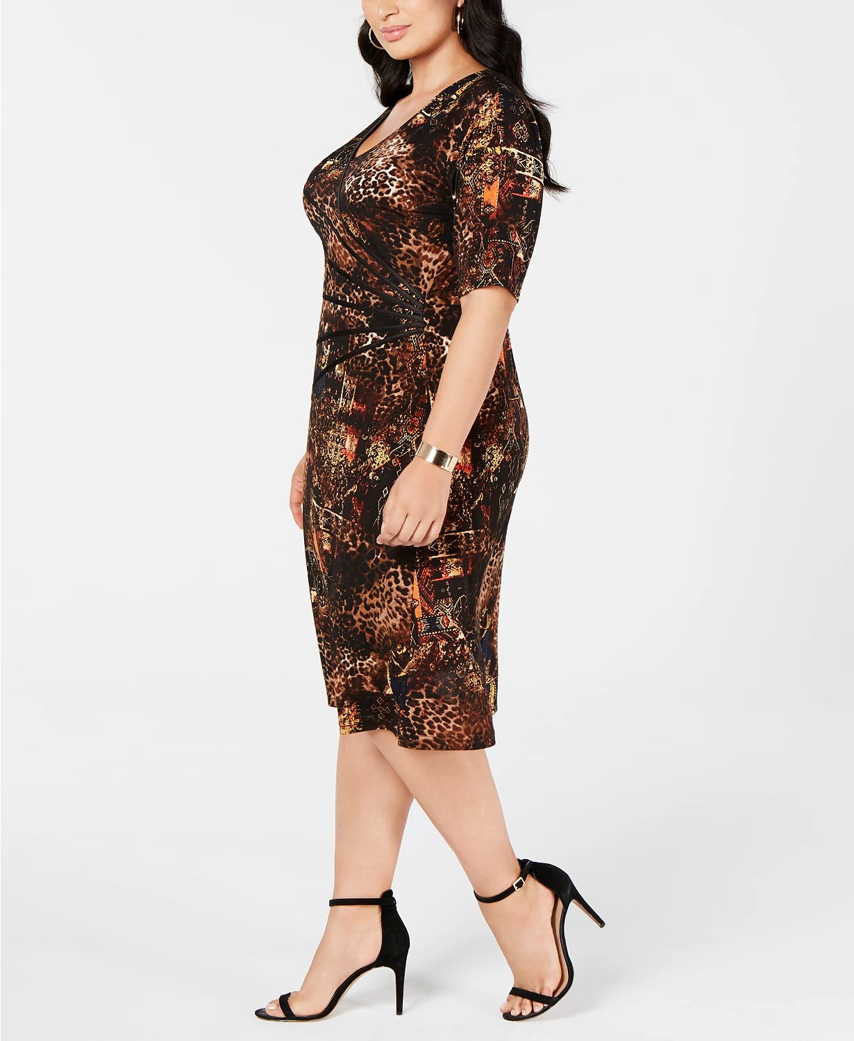 Connected Women's Trendy Plus Size Surplice Sheath Dress Rustcopper Size 18W