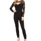 Guess Women's  Sheer Sleeve Cut-Out Jumpsuit Black Size Small