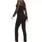 Guess Women's  Sheer Sleeve Cut-Out Jumpsuit Black Size Small