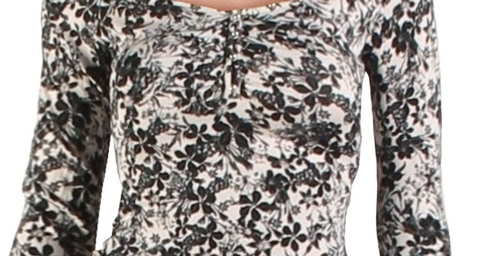 Guess Women's Julissa Printed Off-The-Shoulder Top Silver Size Small