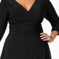 NY Collection Women's Plus Ruched A Line Dress Black Size 3X