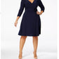 NY Collection Women's Plus Ruched A Line Dress Navy Size 1X