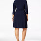 NY Collection Women's Plus Size Ruched A-Line Dress Navy Size 2 Extra Large