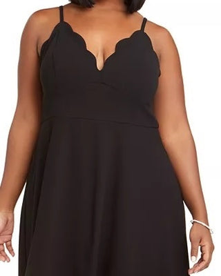 Speechless Women's Trendy Plus Size Scalloped High-Low Dress Black Size 1X