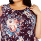 Calvin Klein Women's Plus Size Plaid Pleated-Neck Top Purple Size 1X