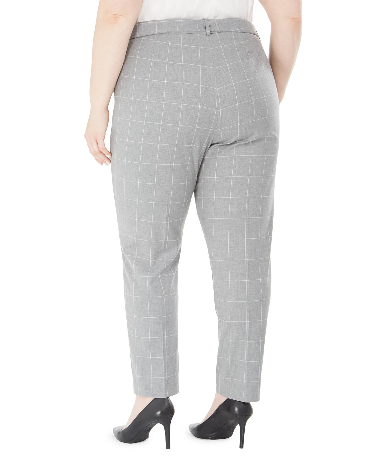 Calvin Klein Women's Plus Size Printed Belted Pants Gray Size 16 Plus