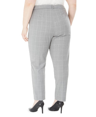 Calvin Klein Women's Plus Size Printed Belted Pants Gray Size 16 Plus