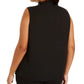 Calvin Klein Women's Sleeveless Ruffle Neck Blouse Black Size 2X